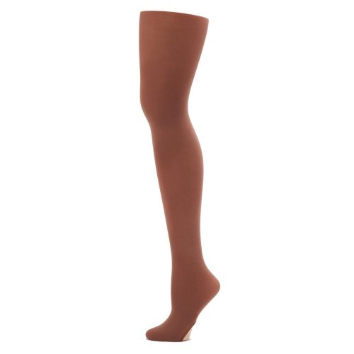 Capezio Ultra Soft Self Knit Waistband Girl's Transition Tights Mocha  - DanceSupplies.com