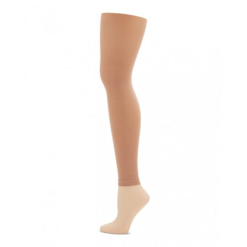 Capezio Ultra Soft Self Knit Waistband Adult Footless Tights Adult S/M Light Suntan - DanceSupplies.com