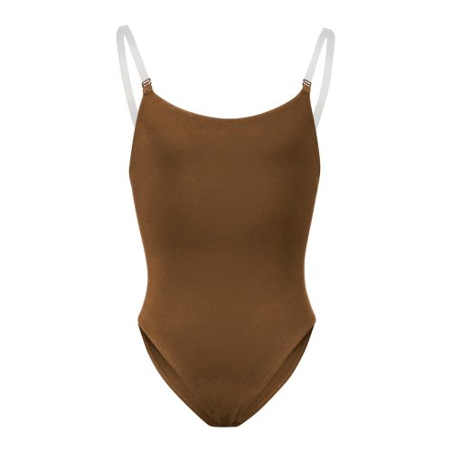 Bloch Girls Auva Adjustable Strap Bodysuit Child 4-6 Cocoa - DanceSupplies.com