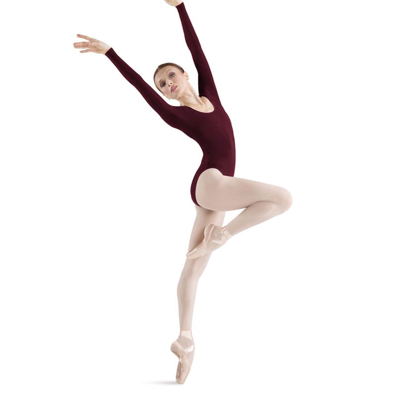 Bloch Ladies Premier Long-Sleeve Leotard Adult P Burgundy - DanceSupplies.com