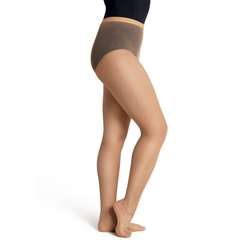 Capezio 3400 Fishnet Tights With Seams Caramel