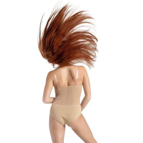 Capezio 3763W Plunge Neck Mesh Midriff Leotard Nude 3