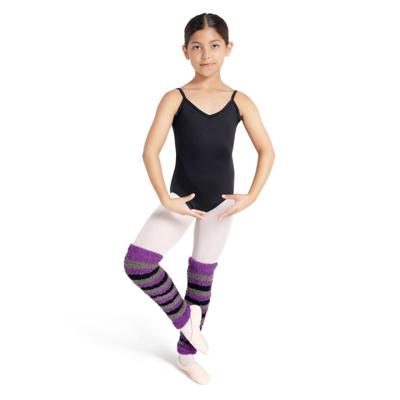 Capezio 18" Striped Pamper Legwarmers Plum Stripes  - DanceSupplies.com