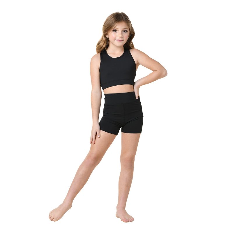 Danznmotion 22406C Child High Waisted Booty Shorts Black 3