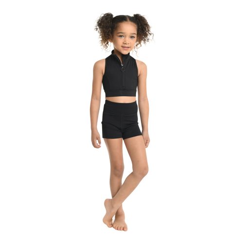 Danznmotion 22406C Child High Waisted Booty Shorts Black 4