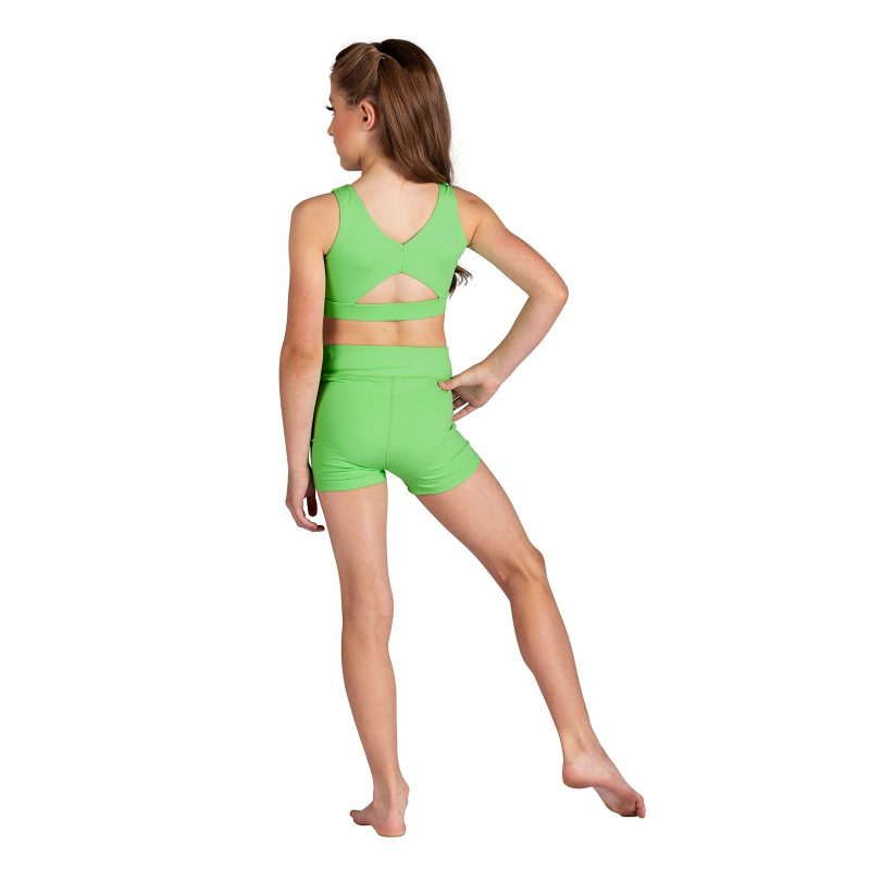 Danznmotion 22406C Child High Waisted Booty Shorts Luminous Green 2