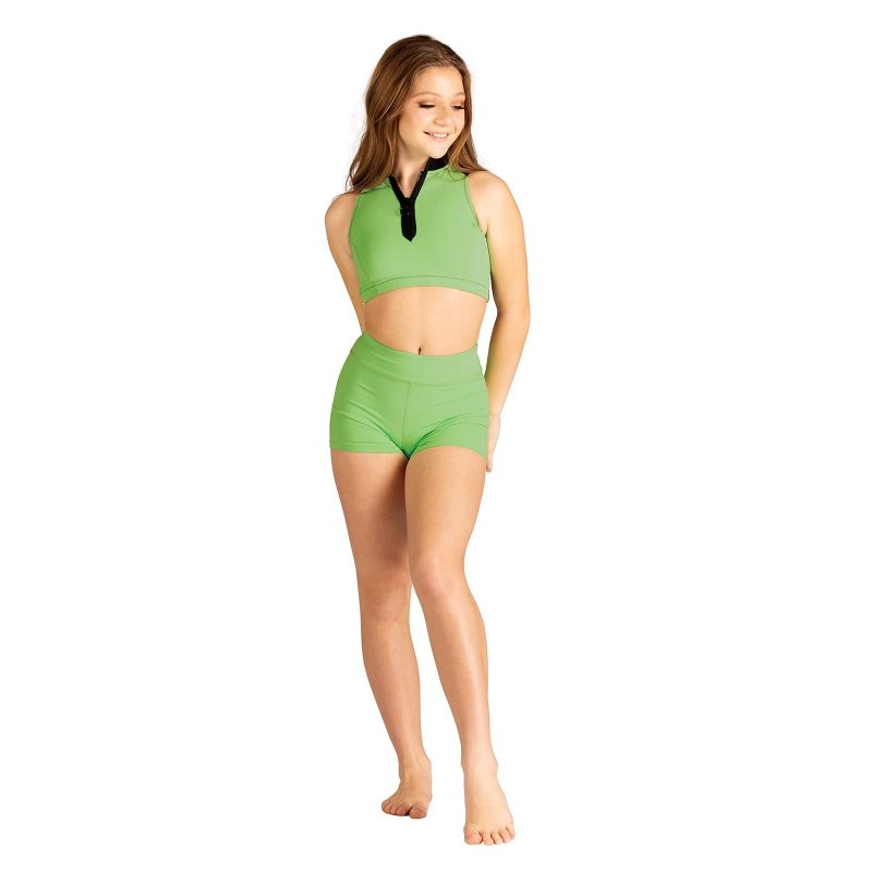 Danznmotion 22406C Child High Waisted Booty Shorts Luminous Green 3