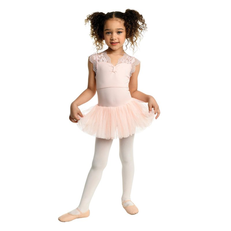 Danznmotion Brielle Cap Sleeve Lace Dress Child 2-4 Rose Quartz - DanceSupplies.com