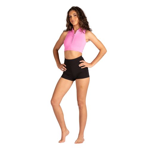 Danznmotion Adult Sloan Zip Front Crop Top Adult P Bright Pink - DanceSupplies.com