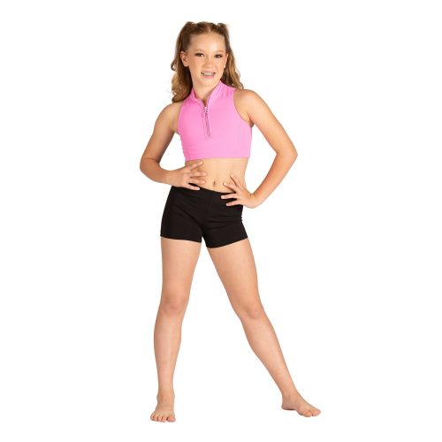 Danznmotion Child Sloan Zip Front Crop Top Child 6X-7 Bright Pink - DanceSupplies.com