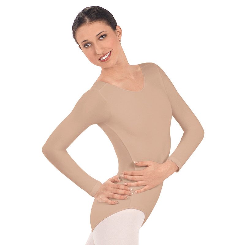 Eurotard Adult Long Sleeve Leotard Adult XS Nude - DanceSupplies.com