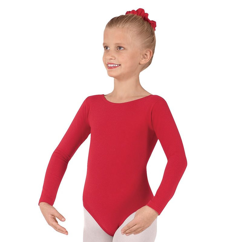 Eurotard Child's Long Sleeve Leotard Child XS Red - DanceSupplies.com