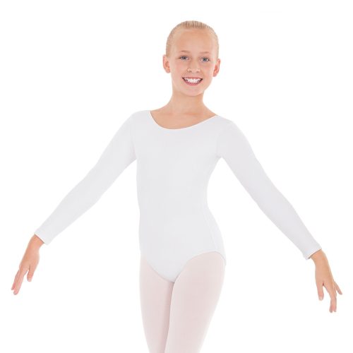 Eurotard Child's Long Sleeve Leotard Child XS White - DanceSupplies.com