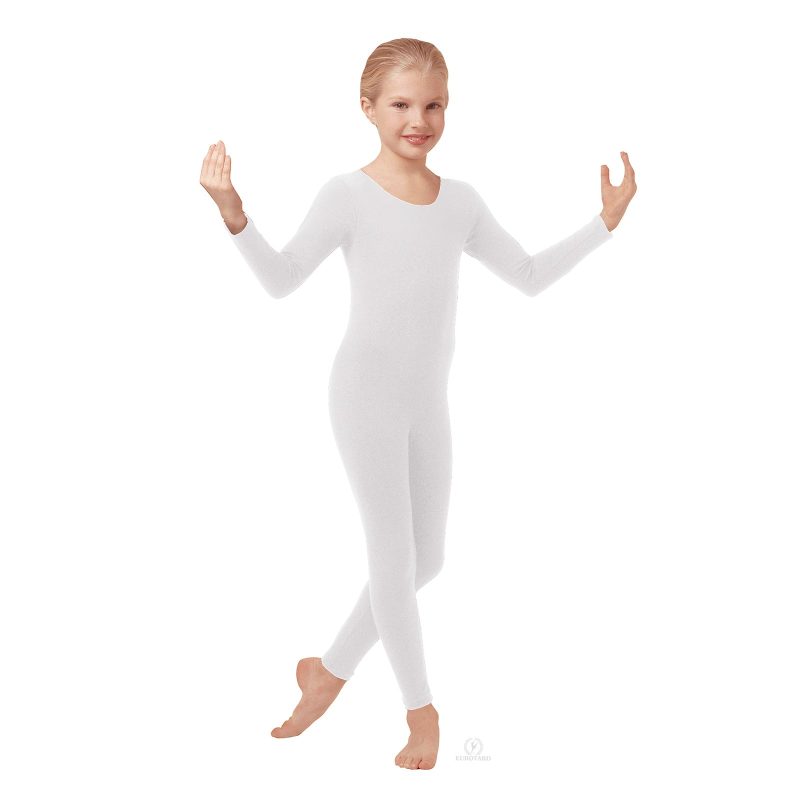 Eurotard Child's Long Sleeve Unitard Child S White - DanceSupplies.com