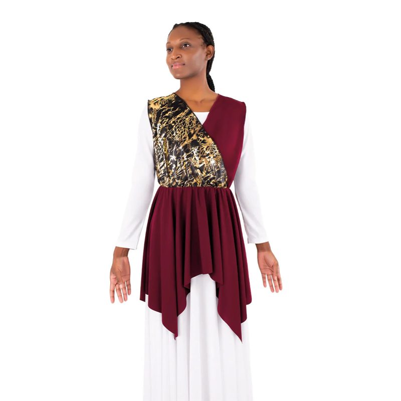 Eurotard Adult High Favor Divinity Tunic Adult S/M Burgundy/Gold - DanceSupplies.com