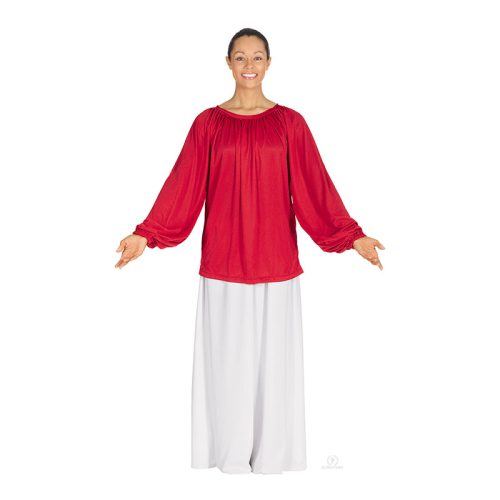 Eurotard Unisex Polyester Long Sleeve Peasant Style Top Child S Red - DanceSupplies.com