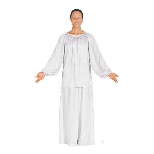 Eurotard Unisex Polyester Long Sleeve Peasant Style Top Child S White - DanceSupplies.com