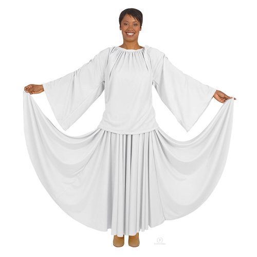 Eurotard Unisex Polyester Angel Sleeve Blouse Child S White - DanceSupplies.com