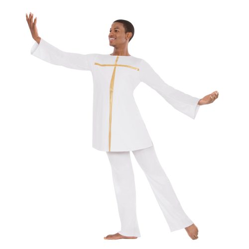 Eurotard Unisex Adult Faith Top Adult S White/Gold - DanceSupplies.com