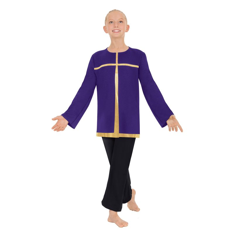 Eurotard Unisex Child's Faith Top Child M Purple/Gold - DanceSupplies.com