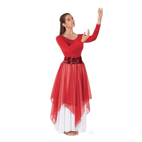 Eurotard 39768 Adult Chiffon Single Handkerchief Skirt Top Red