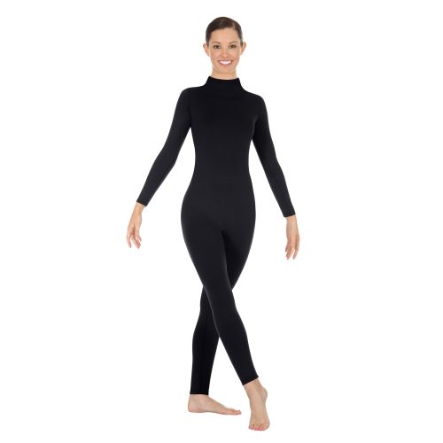 Eurotard Adult Mock Neck Long Sleeve Unitard Adult S Black - DanceSupplies.com