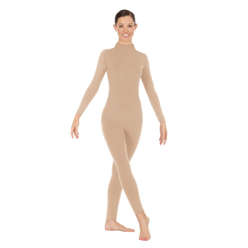 Eurotard Adult Mock Neck Long Sleeve Unitard Adult S Nude - DanceSupplies.com