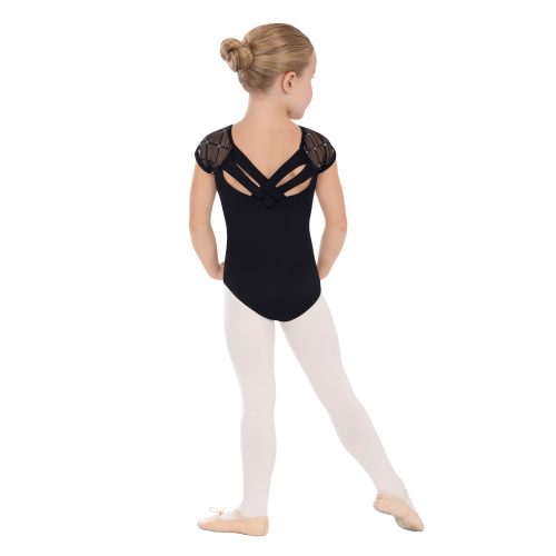 Eurotard Child's Diamond Cap Sleeve Leotard Child I Black - DanceSupplies.com