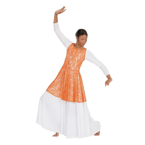 Eurotard Child's Heavenly Laced Tunic Child S/M Orange - DanceSupplies.com