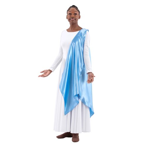 Eurotard Child's Rose of Sharon Satin Single Shoulder Petal Overlay Child Light Blue - DanceSupplies.com