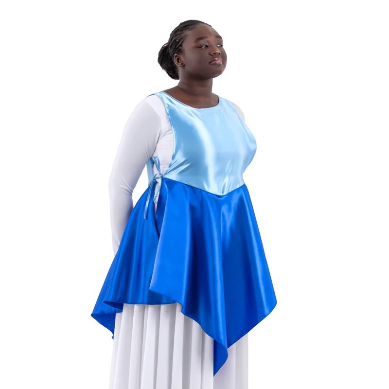 Eurotard Child Rose of Sharon Satin Peplum Ephod Child Light Blue/Royal - DanceSupplies.com