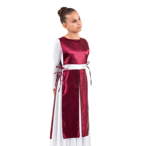 Eurotard Child's Rose of Sharon Satin Four Panel Ephod Child Burgundy/White - DanceSupplies.com