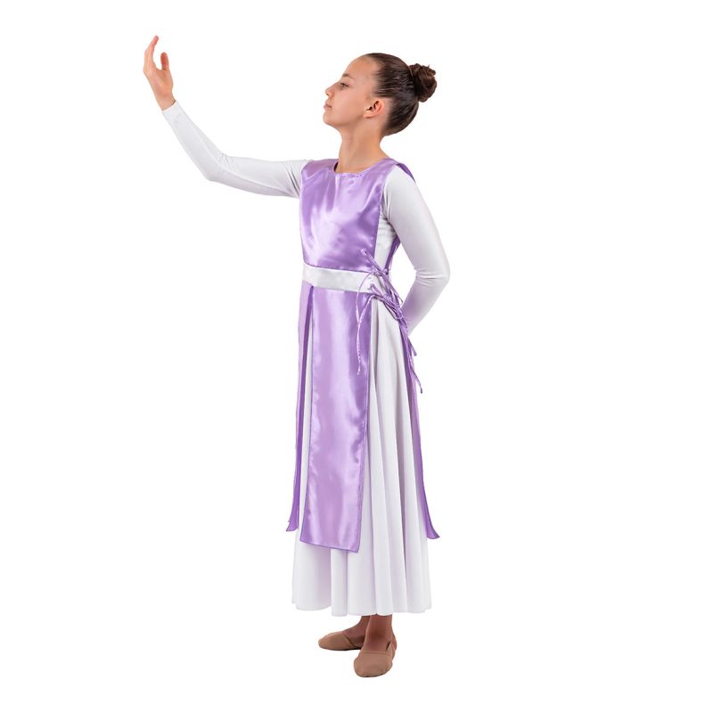 Eurotard Child's Rose of Sharon Satin Four Panel Ephod Child Lilac/White - DanceSupplies.com