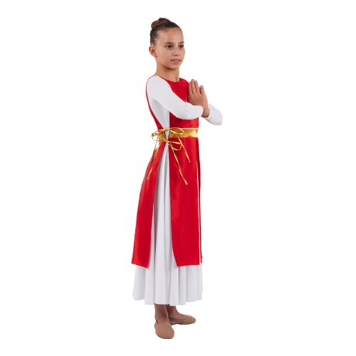 Eurotard Child's Rose of Sharon Satin Four Panel Ephod Child Red/Gold - DanceSupplies.com