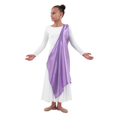 Eurotard Child's Rose of Sharon Satin Single Shoulder Petal Overlay Child Lilac - DanceSupplies.com