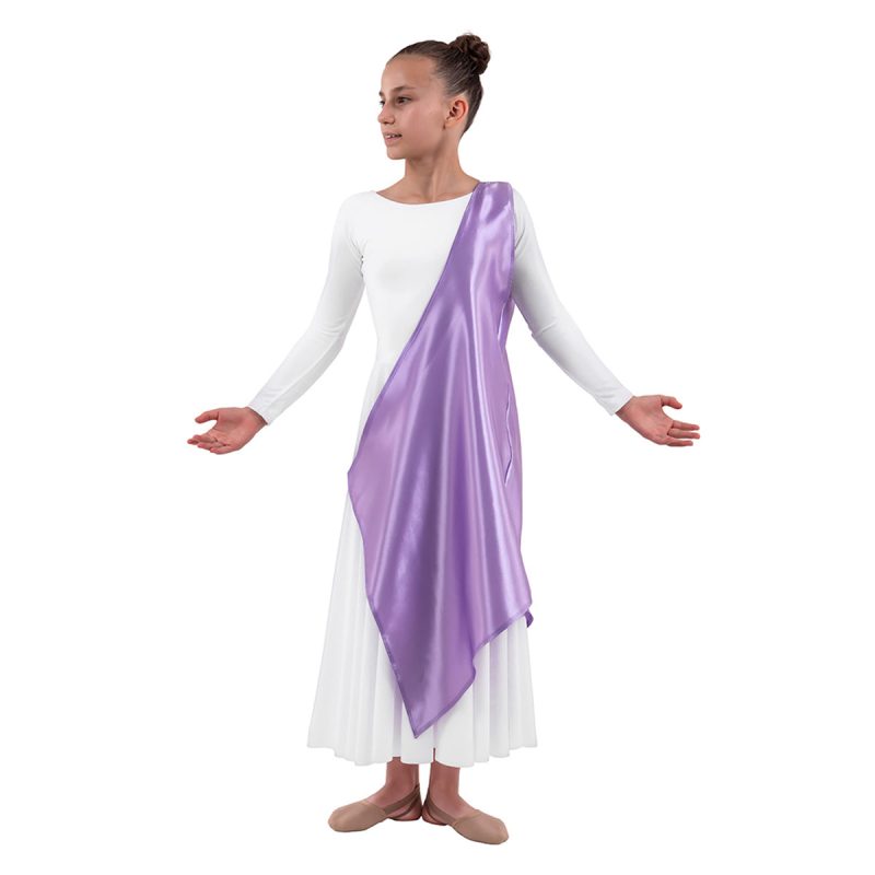 Eurotard Child's Rose of Sharon Satin Single Shoulder Petal Overlay Child Lilac - DanceSupplies.com