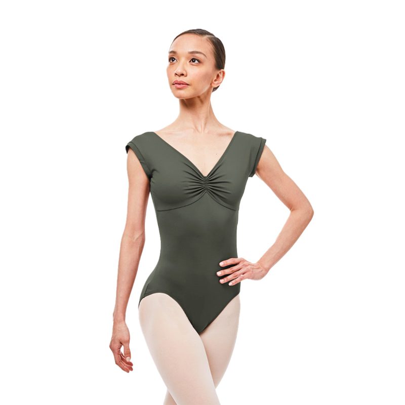 Gaynor Minden Cap Sleeve Leotard Adult P Slate Green - DanceSupplies.com