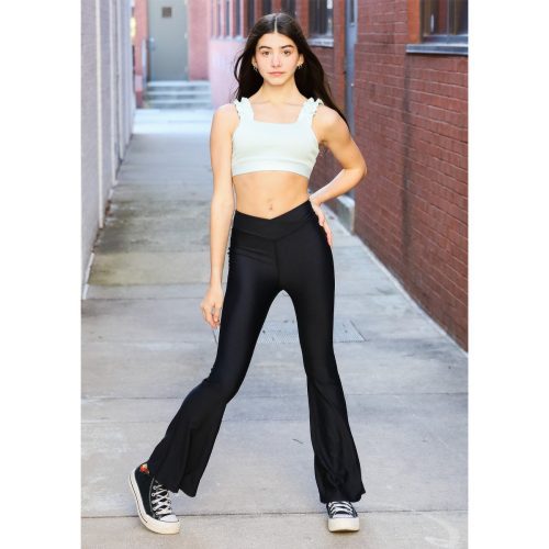 Oh La La Crossover Flare Leggings Adult S Black - DanceSupplies.com