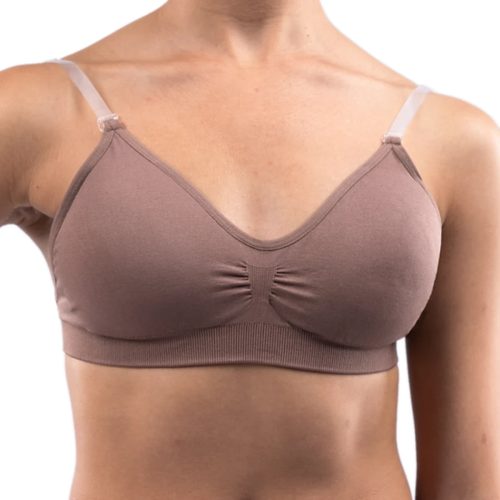 Silky Dance Clear Back Bra with Removable Padding Child 8-12 Dark Nude - DanceSupplies.com