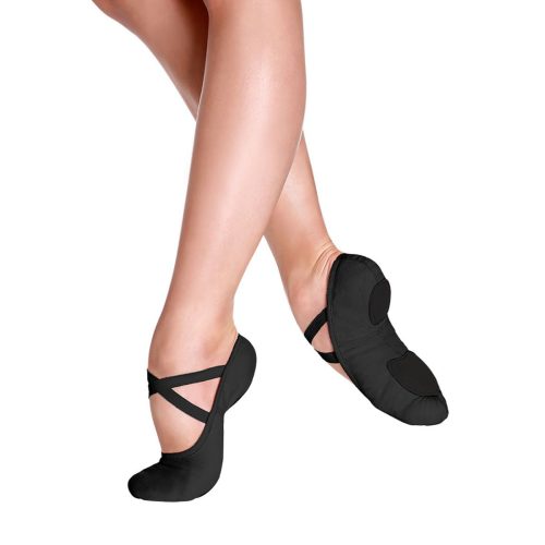 So Danca Bliss Adult Stretch Canvas Ballet Slippers - Black Adult 2 Black - DanceSupplies.com