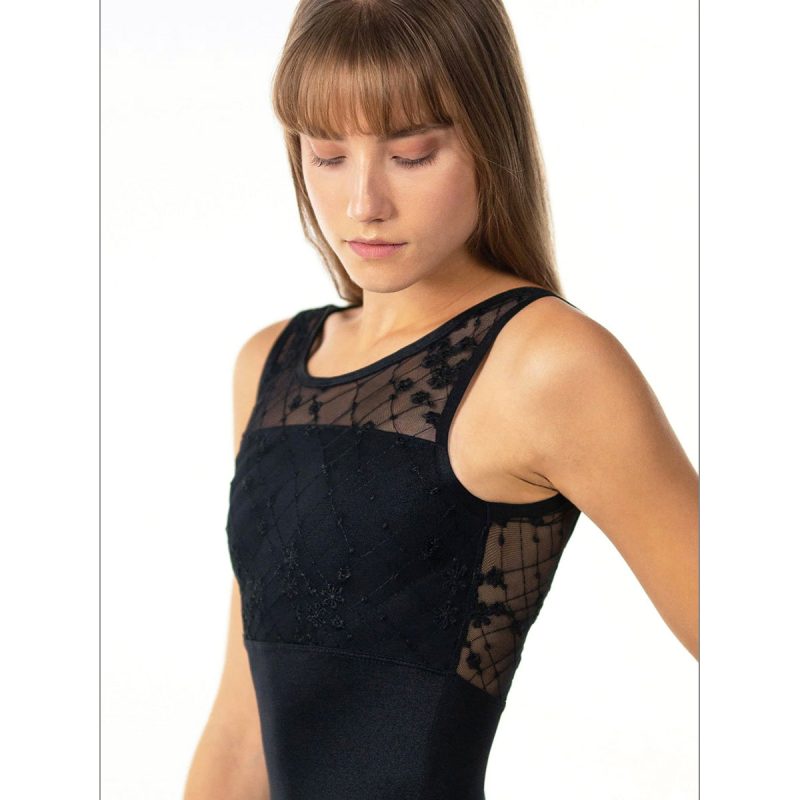 Suffolk 2427A Evening Meadow Illusion Tank Leotard Black 3