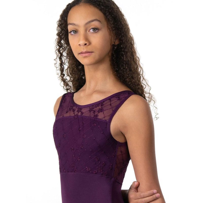 Suffolk Adult Evening Meadow Illusion Tank Leotard Adult P Merlot - DanceSupplies.com