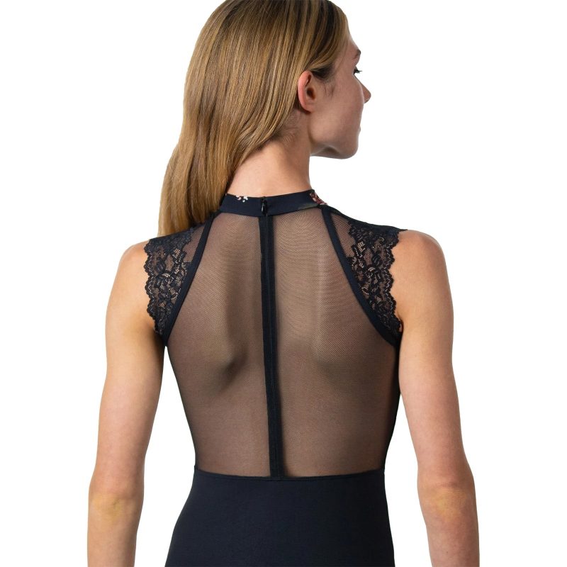 Suffolk 2451A Winter Bouquet Cap Sleeve Leotard Black 2