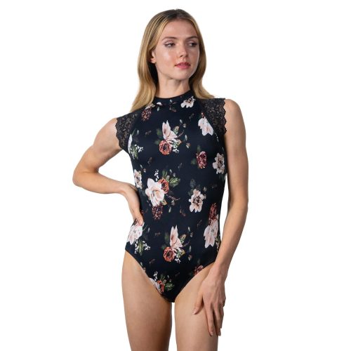 Suffolk Adult Winter Bouquet Cap Sleeve Leotard Adult P Floral Print - DanceSupplies.com