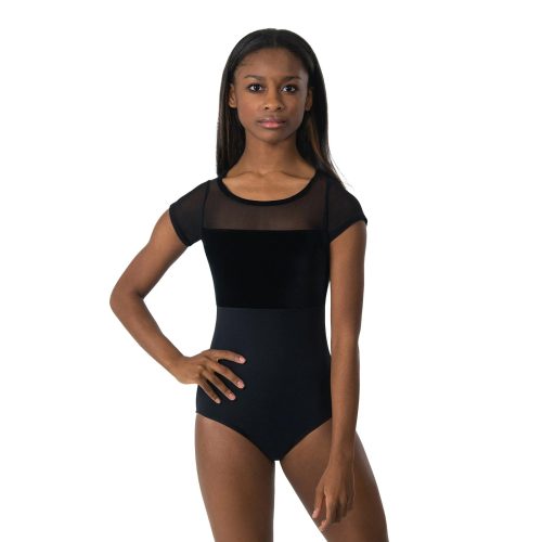 Suffolk Adult Gemstone Velvet Cap Sleeve Leotard Adult P Black - DanceSupplies.com