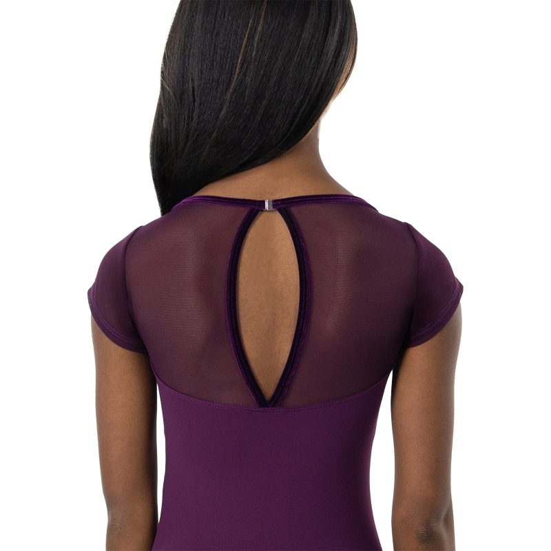 Suffolk 2454A Gemstone Velvet Cap Sleeve Leotard Merlot 2