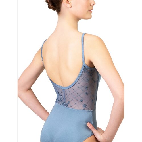 Suffolk 2636A Embroidered Mesh Camisole Leotard Blue 3