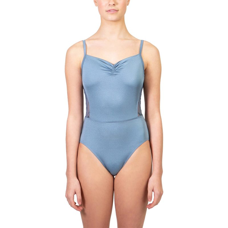 Suffolk Adult Embroidered Mesh Camisole Leotard Adult P Blue - DanceSupplies.com