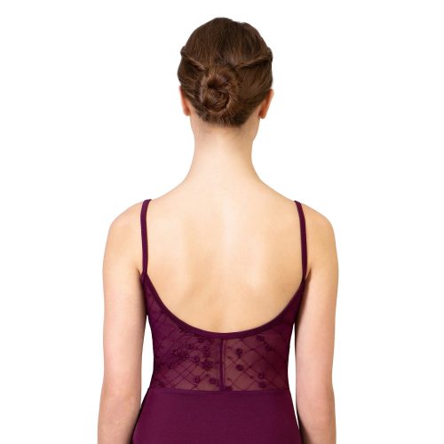 Suffolk 2636A Embroidered Mesh Camisole Leotard Merlot 2