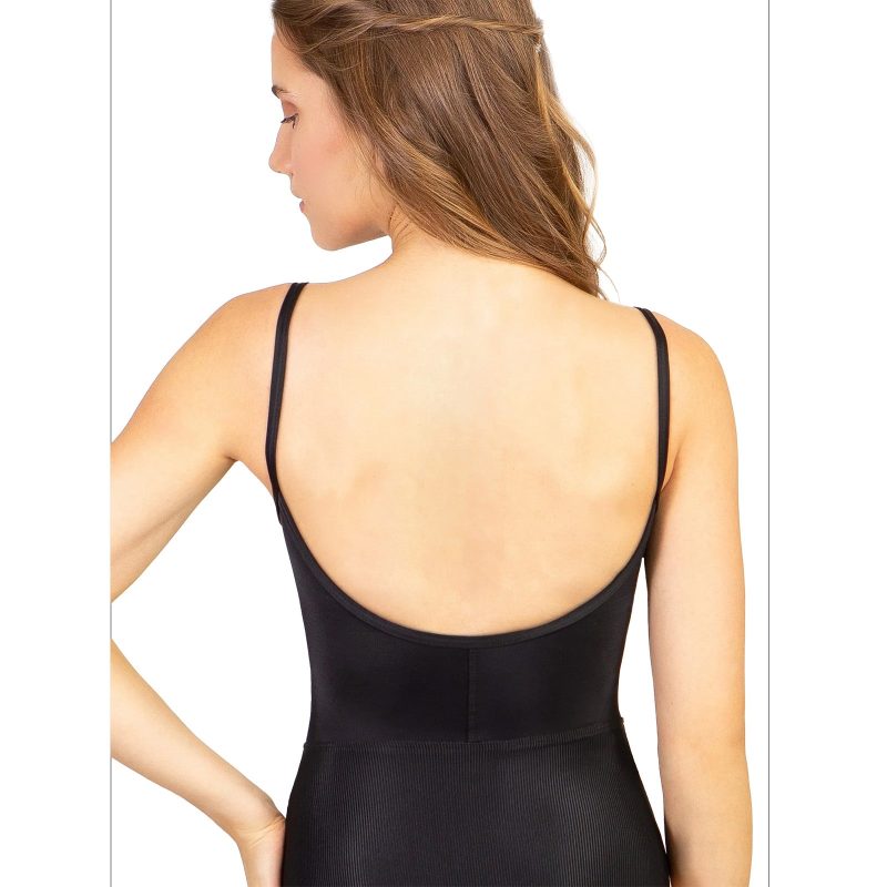 Suffolk 2652A Balletcore Ribbed Trunk Camisole Leotard Black 2